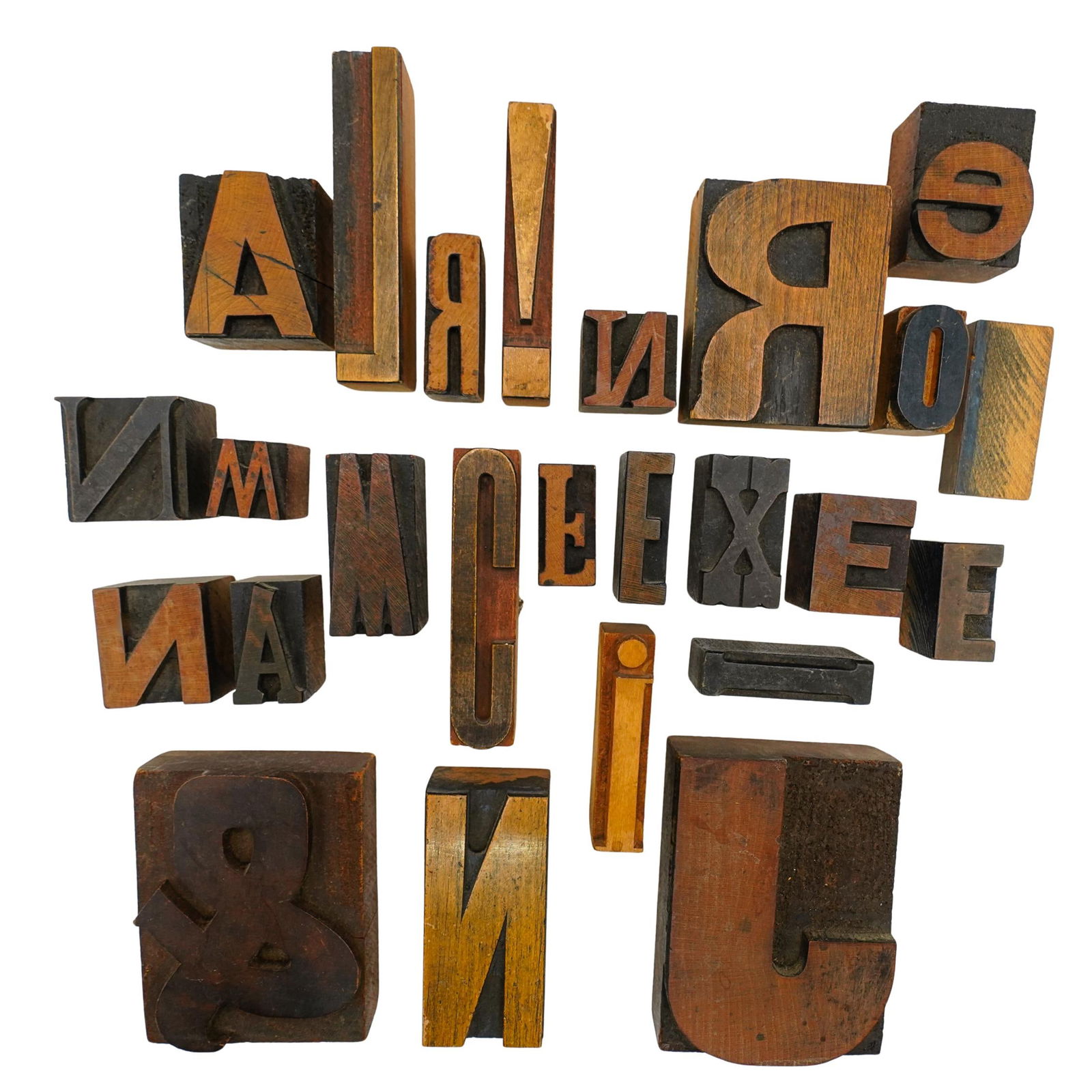 (25 Pcs) Vintage Wood Letter Stamps & Press (1 of 7)