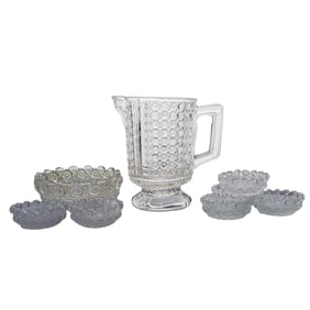 (8 Pcs) Vintage Glass Hobnail Set