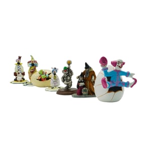 (7 Pcs) Assorted Clown Figurine Collection