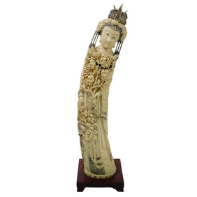 Large Chinese Carved Bone Guan Yin Sculpture