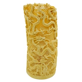 Antique Chinese Carve Bone Brush Pot