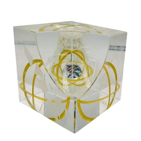 Pavel Novak (2006-present) Art Glass Cube Sculpture