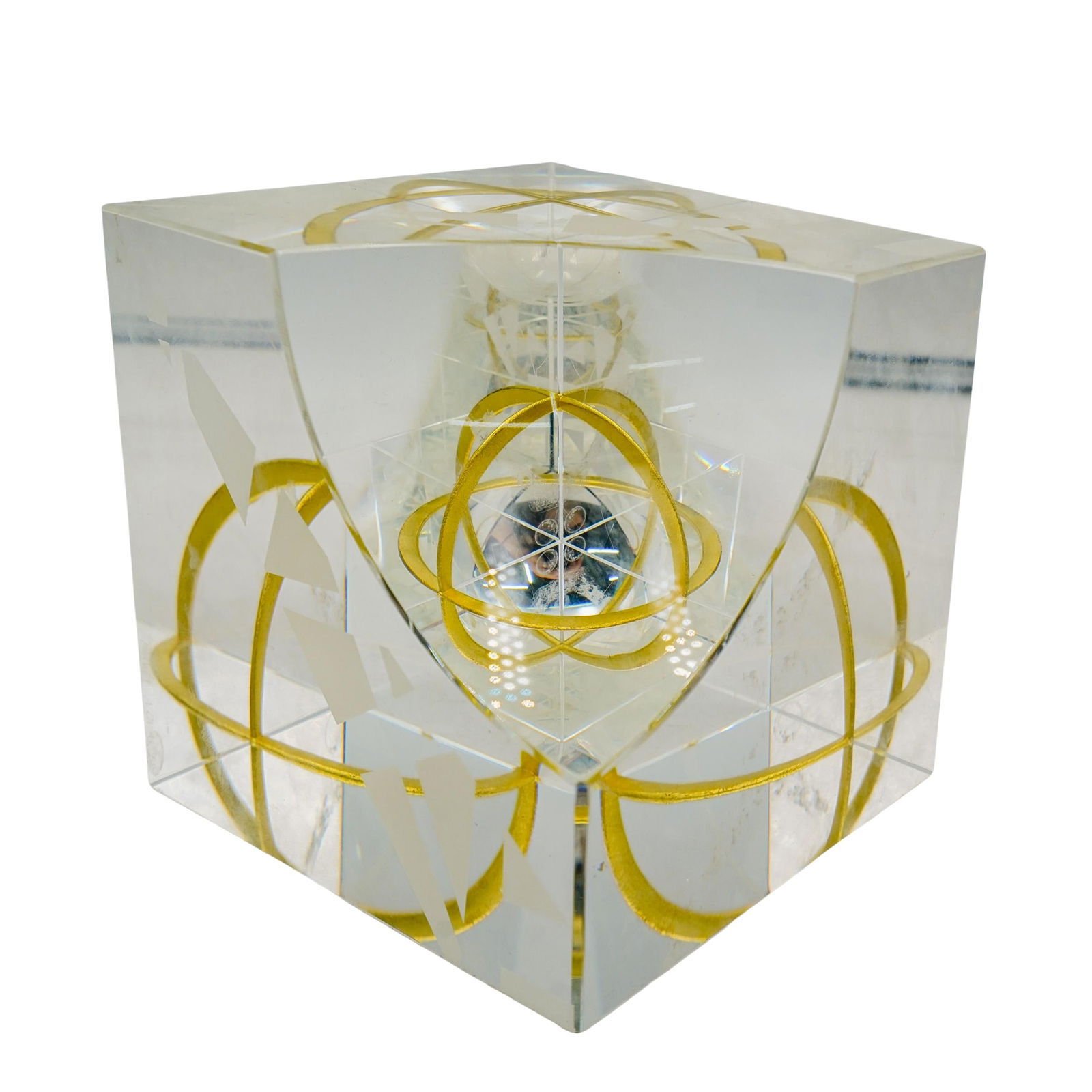 Pavel Novak (2006-present) Art Glass Cube Sculpture (1 of 7)