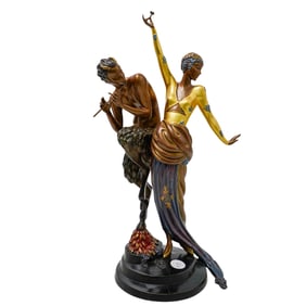 Erte (Russian/French 1892-1990) "Woman and Satyr" Bronze