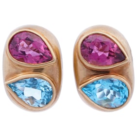 18k Gold and Gemstone Earrings