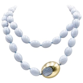 Tiffany & Co. Chalcedony and 18k Gold Beaded Necklace