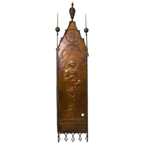 Antique Gothic Revival Copper Plaque of St John