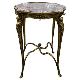 French Louis XV Style Bronze and Marble Side Table