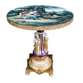 Vienna Style Gilt Bronze and Porcelain Hand-painted Table