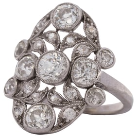 Art Deco 14k White Gold Diamond Ring