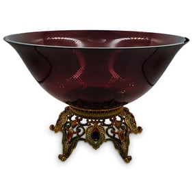 Large Jay Strongwater Glass and Enamel Bowl