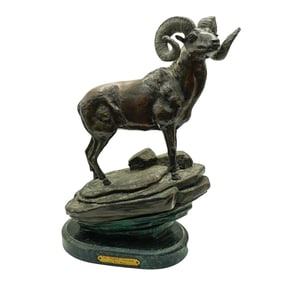 Roy Harris (American) "Higher Ground" Bronze Ram Sculpture