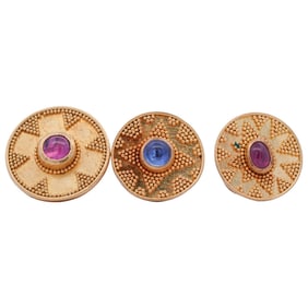 (3 Pc) Gloria Natale 22k Gold Tuxedo Buttons