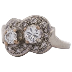 Antique 10k White Gold and Diamond Ring