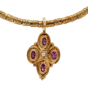 Seidengang 18K Yellow Gold Diamond & Amethyst Necklace