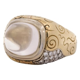 Seidengang 18k Yellow Gold, Diamond, & Rock Crystal Cabochon