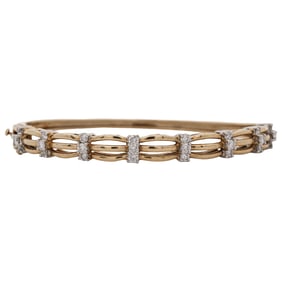 14k Gold and Diamond Bangle Bracelet