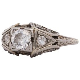 Antique 18k White Gold and Diamond Ring