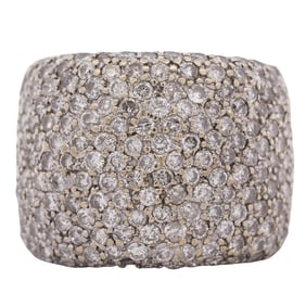 Signed 18k White Gold and Diamond Cocktail Ring