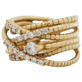 Jose Hess 18k Gold and Diamond Crossover Ring