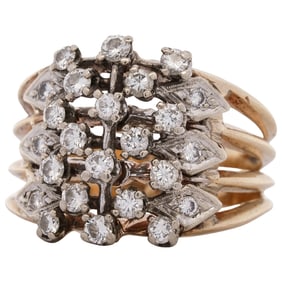 14k Yellow Gold and Diamond Cocktail Ring