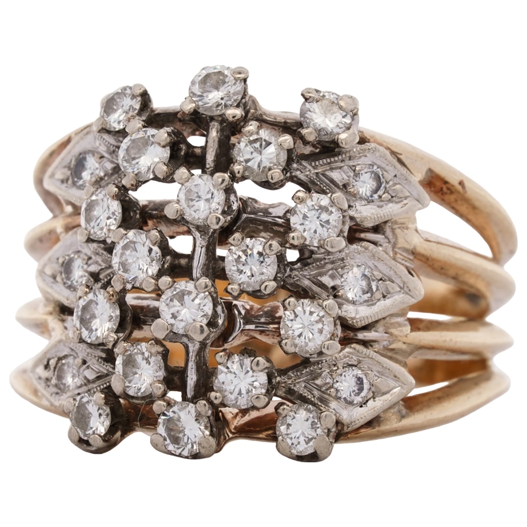 14k Yellow Gold and Diamond Cocktail Ring (1 of 4)