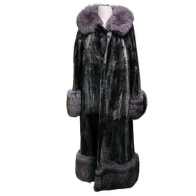 Vintage Fur Coat w/ Long-Haired Fur Trim
