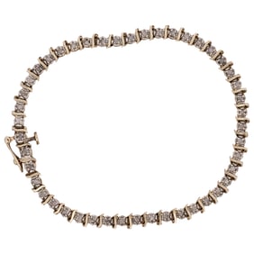 14k Yellow Gold and Diamond Tennis Bracelet