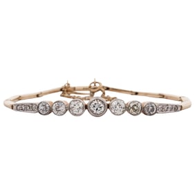 14k Yellow Gold and Diamond Line Bracelet