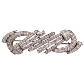 Vintage 18k White Gold and Diamond Brooch