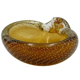 Vintage Seguso Murano Glass Aventurine Bullicante Bowl