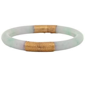 Signed 14k Gold and Turquoise Bangle