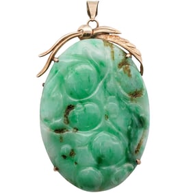 Vintage 14k Gold and Jade Pendant