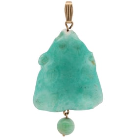 10k Gold and Carved Jade Pendant