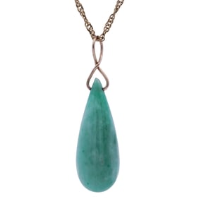 14k Gold and Jade Teardrop Necklace