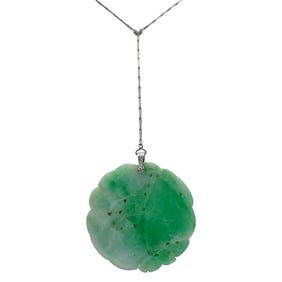 Platinum and Carved Jade Necklace
