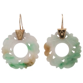 14k Gold and Jadeite Earrings