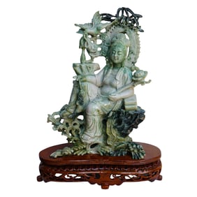 Vintage Chinese Carved Jade Guanyin