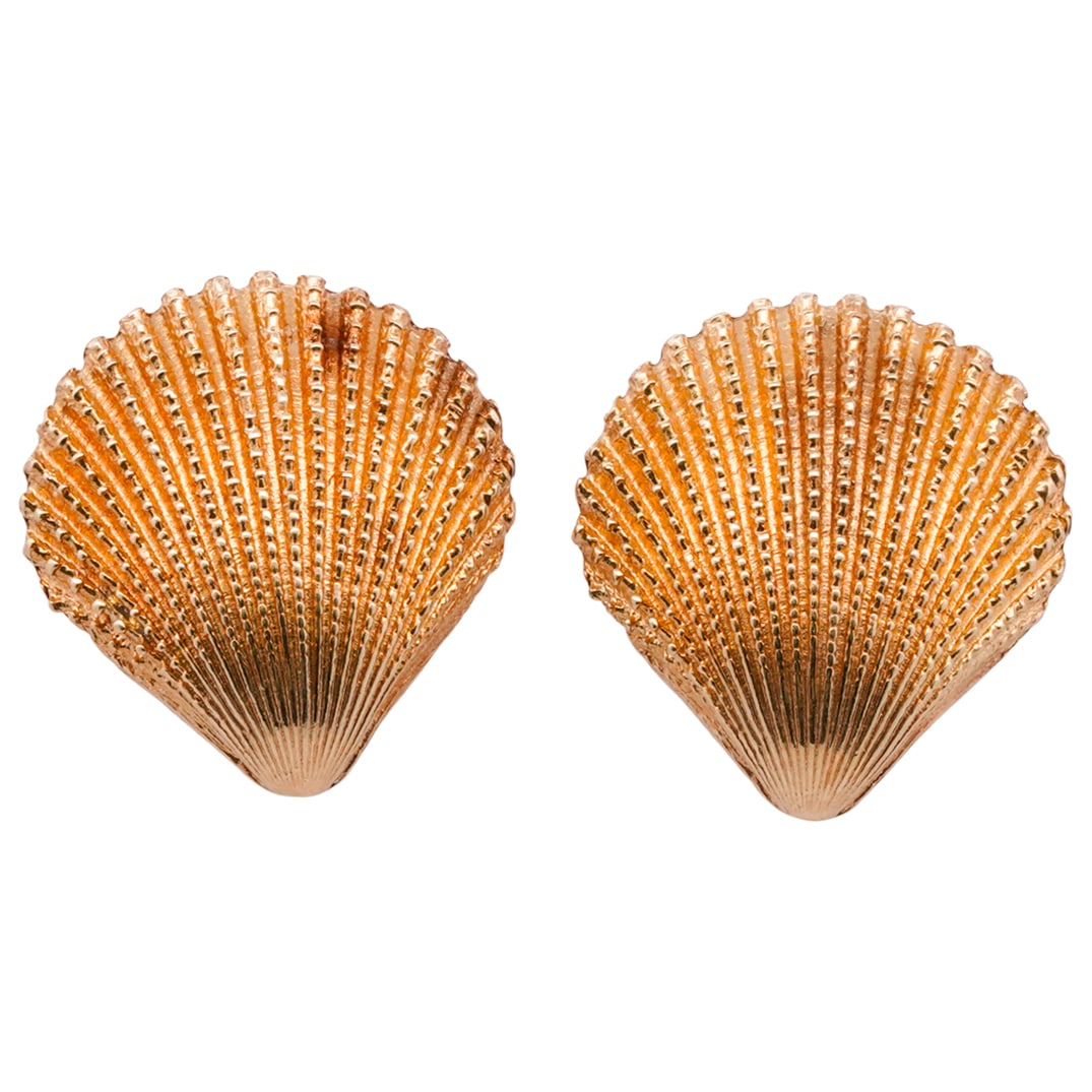 Signed 14k Gold Seashell Earrings (1 of 5)