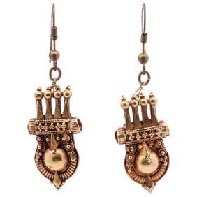 Pair Of Indian 14k Gold Drop Earrings