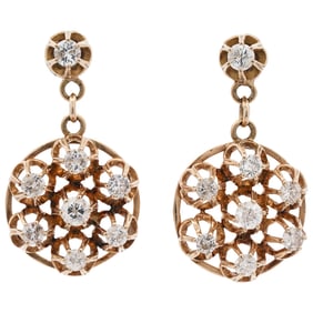 14k Gold and Diamond Drop Earrings