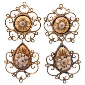 14k Gold and Pearl Drop Earrings