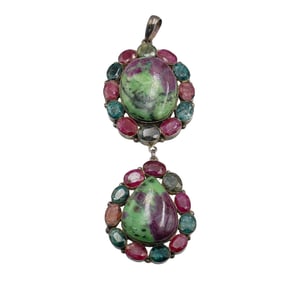 Sterling Ruby and Emerald and Rubellite Pendant