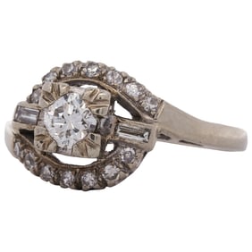 14k White Gold and Diamond Ring