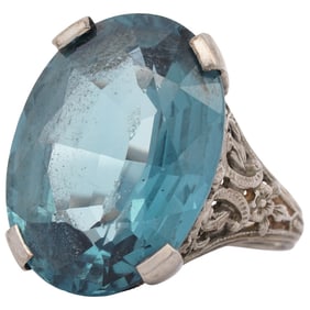 14k White Gold and London Blue Topaz Ring