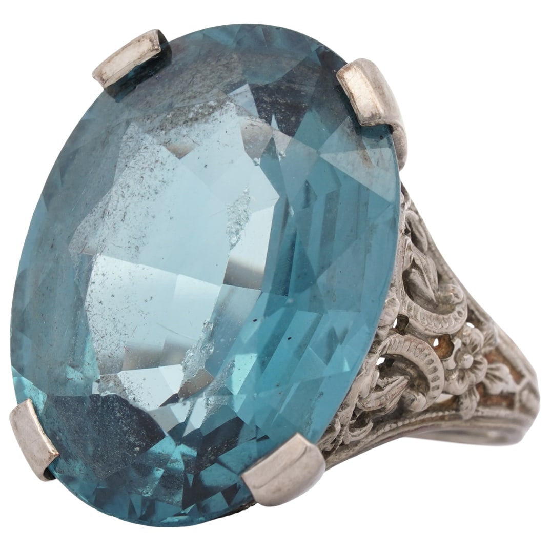 14k White Gold and London Blue Topaz Ring (1 of 4)