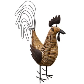 Large Mexican Folk Art Woven and Iron Rooster