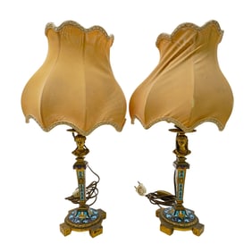 Pair of Antique Cloisonné Converted Table Lamps