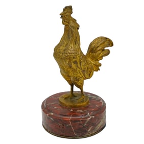 Eduard Drouot "Coq de la Victoire" Bronze Rooster on Rouge Marble