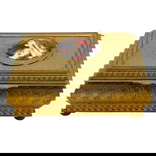 Antique Gilt Bronze and Porcelain Dresser Box: Antique Gilt Bronze and Porcelain Dresser Box19th century, FrenchAntique gilt bronze and porcelain dresser box. Decorative sides with repeating floral patterns and a large enameled portrait of a woman